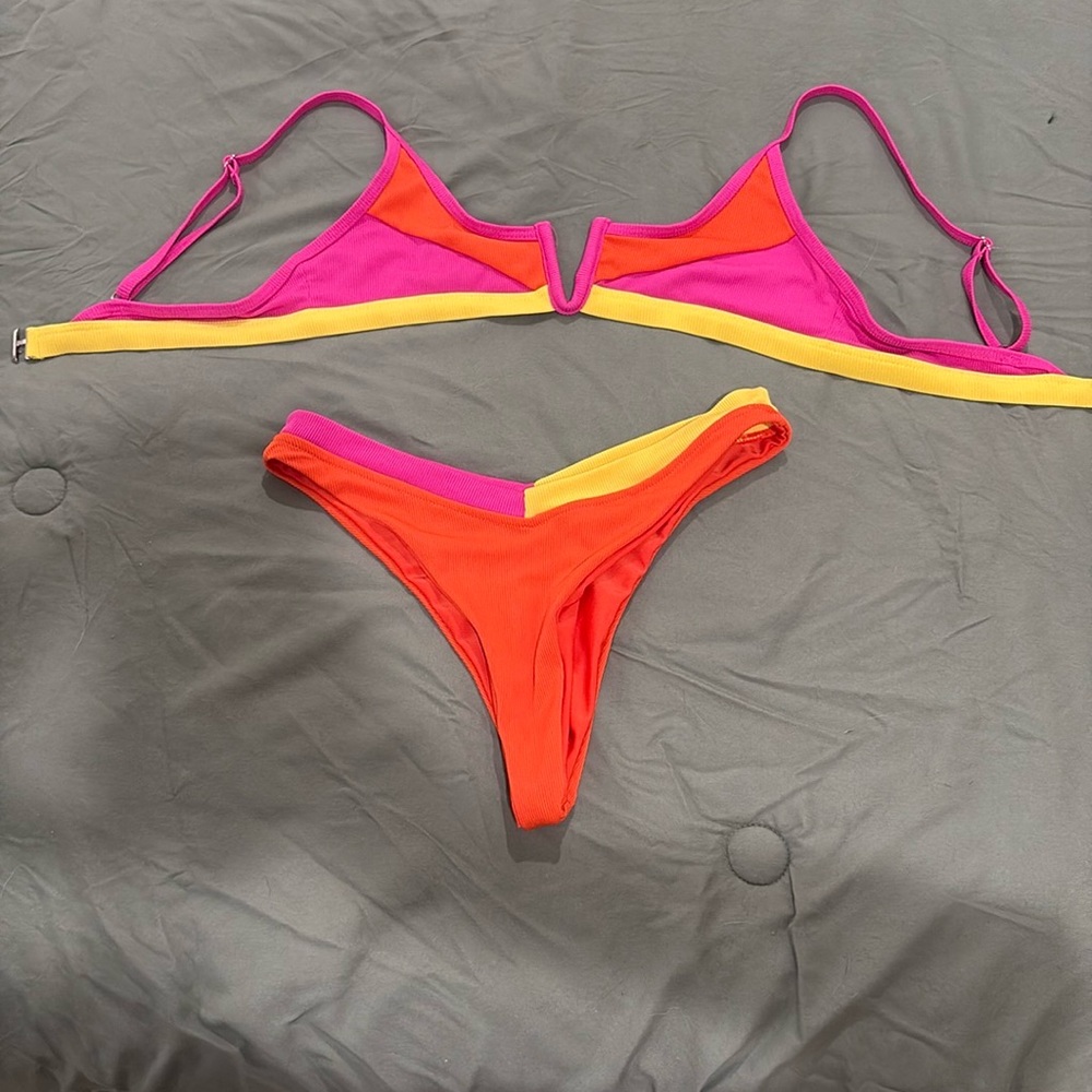 Vibrant Pink and Orange Bikini Set